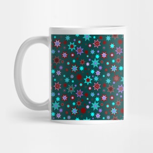 Stars3 Red Mauve Cyan Brown Purple on Dark Teal Repeat 5748 Mug